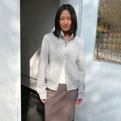 PHISM26年春夏新品简约高领卫衣外套女款拉链立领