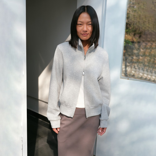 PHISM26年春夏新品简约高领卫衣外套女款拉链立领