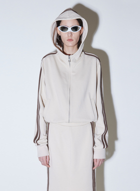 PHISM秋冬连帽趴条开襟卫衣多色基础款休闲连帽外套女033C01