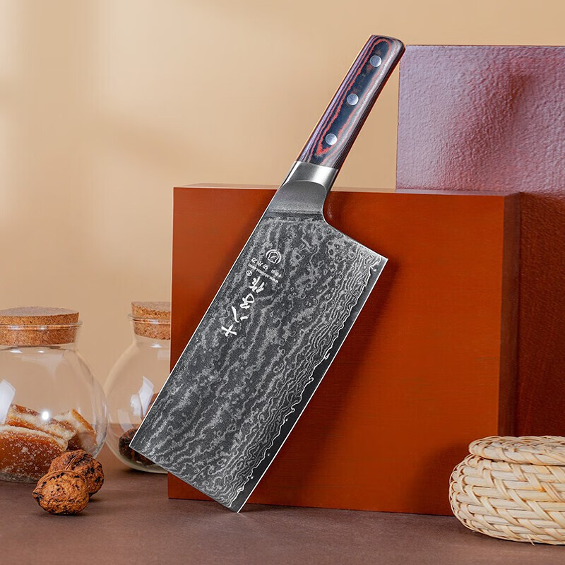 十八子作_菜刀单刀具_切片刀90Cr18钢芯阳江刀具行云流水