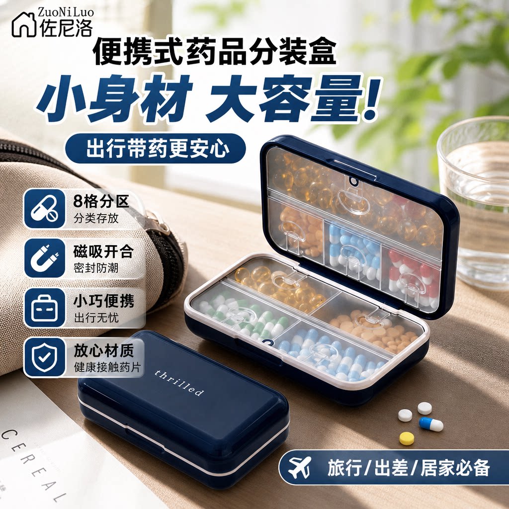 【食品级大容量】便携药品分装盒