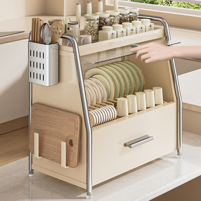 碗碟收纳架双层厨房多功能置物架家用台面碗碟筷沥水架大容量碗柜,厨房/烹饪用具,碗架,淘宝优惠券,粉丝福利购,淘宝优惠卷