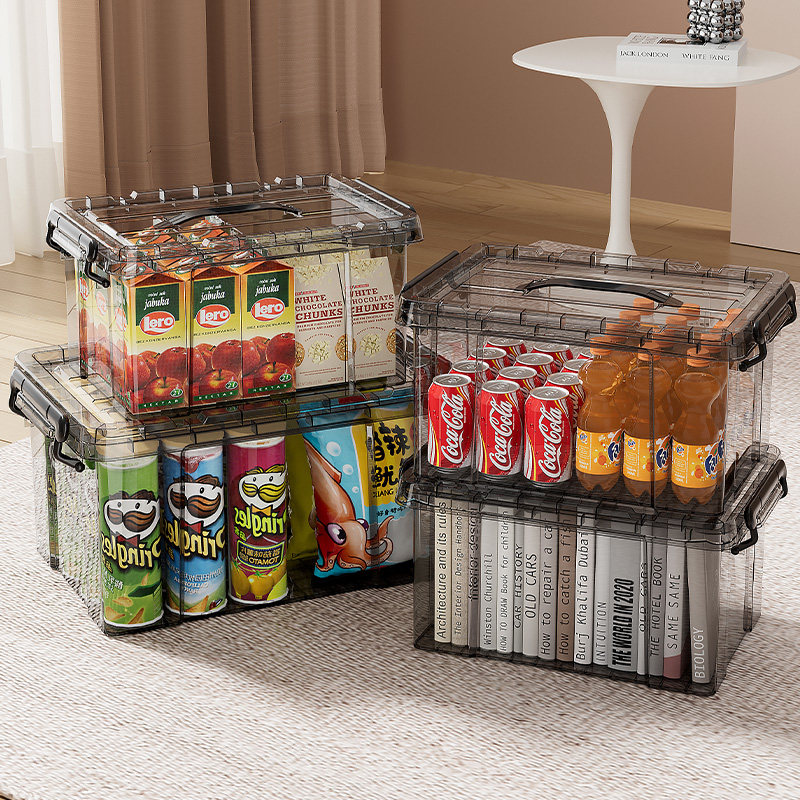 收纳箱整理箱零食收纳盒储物盒衣物衣服被子周装箱透明带盖收纳筐