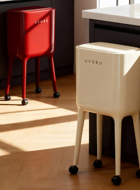 高脚长腿垃圾桶厨房免弯腰卫生桶加高家用轻奢新款客厅移动垃圾篓