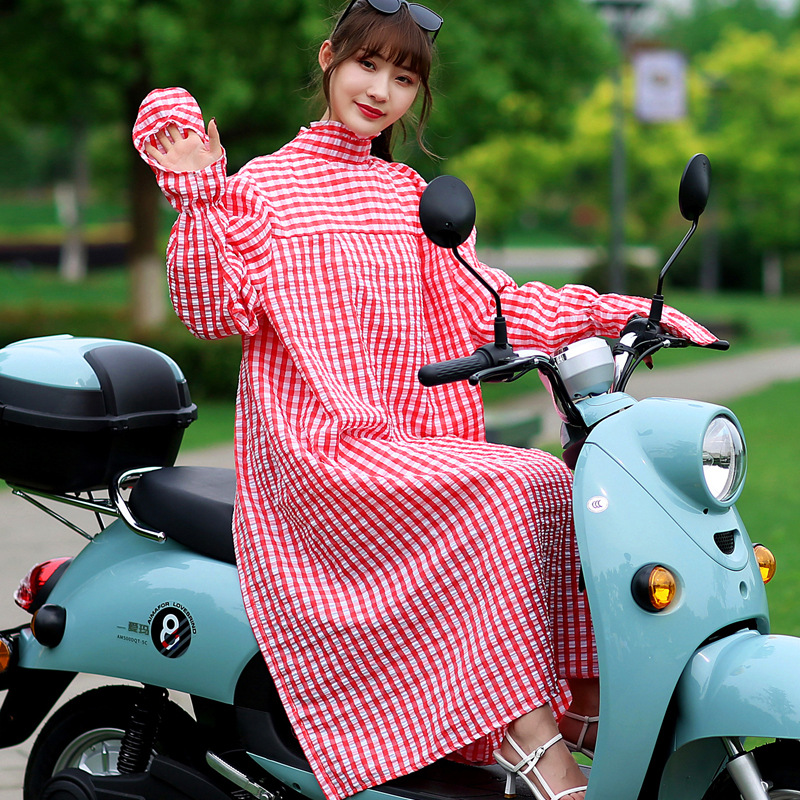 电动车防晒衣服夏季长袖全身骑车户外出行防晒披肩女长款遮阳衫夏