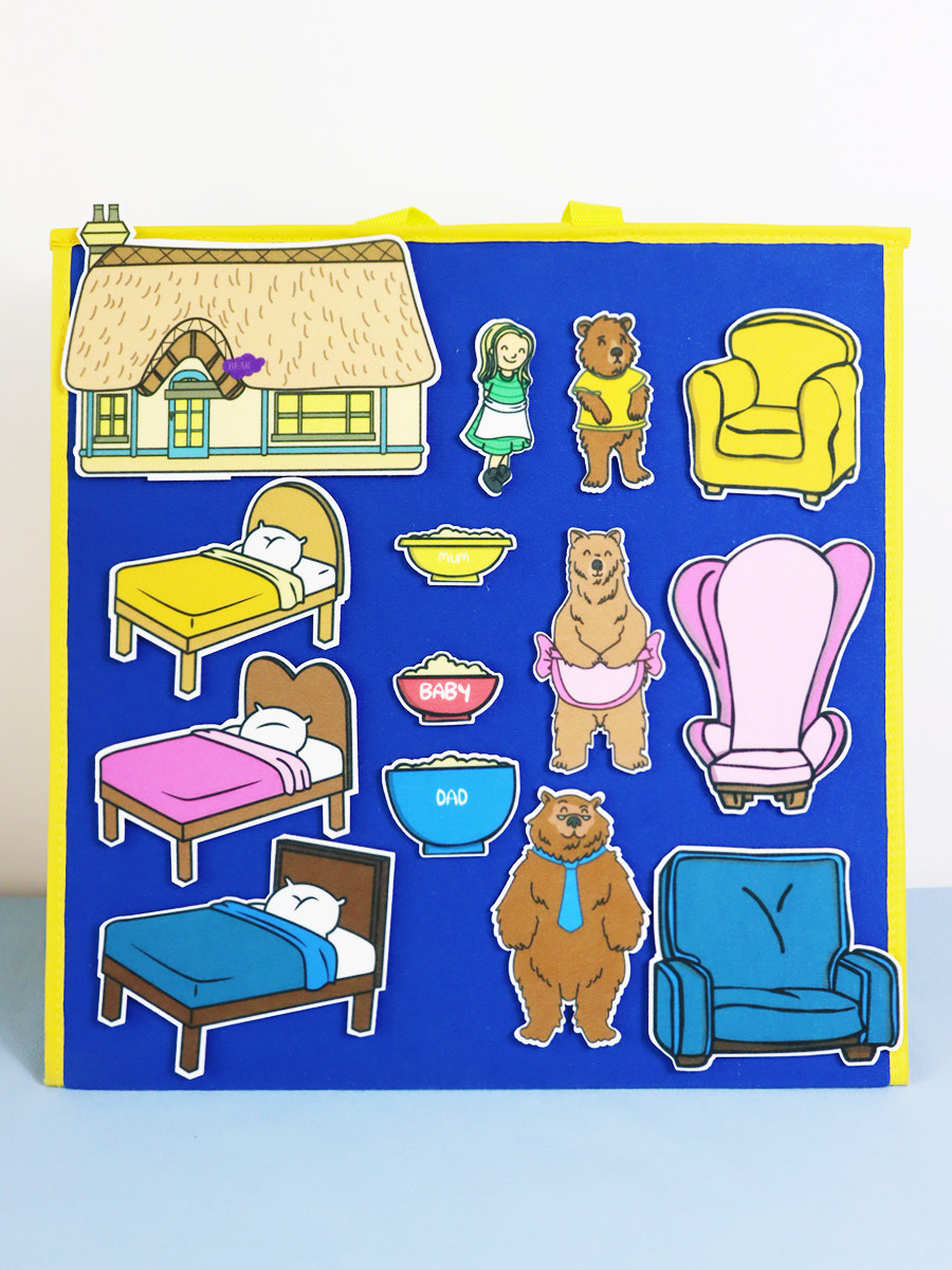 金发女孩和三只熊毛毡 儿童英语课堂游戏教具教师公开课启蒙绘本