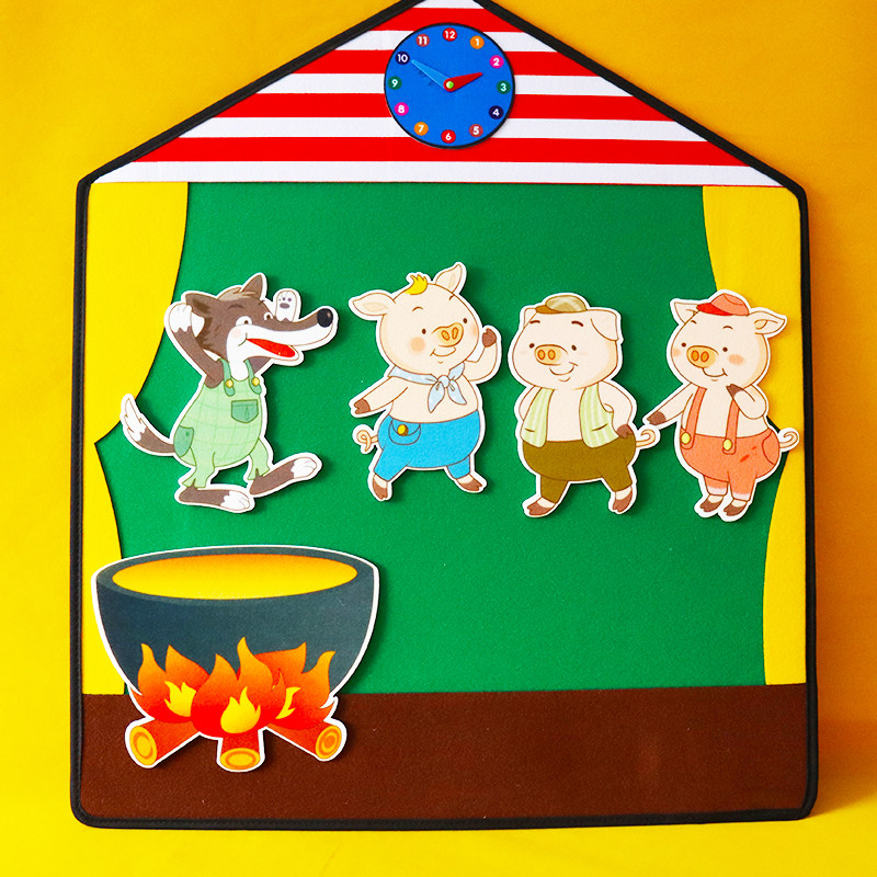 三只小猪毛毡绘本故事幼儿园围裙剧道具英语教学教具宝宝早教玩具,玩具/童车/益智/积木/模型,其它早教玩具类,淘宝优惠券,粉丝福利购,淘宝优惠卷