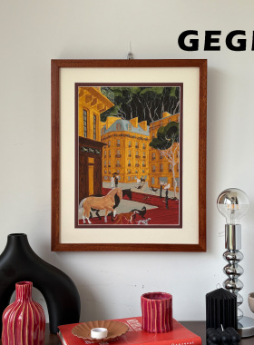 静夜】GeGe卧室书房餐厅挂画高级感北欧复古玄关中古风客厅画