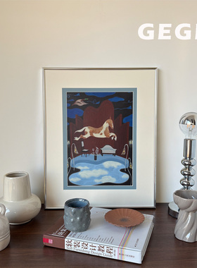 踏梦】GeGe卧室书房餐厅马年挂画高级感北欧复古玄关中古风客厅画