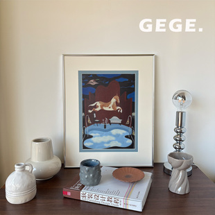 踏梦】GeGe卧室书房餐厅马年挂画高级感北欧复古玄关中古风客厅画