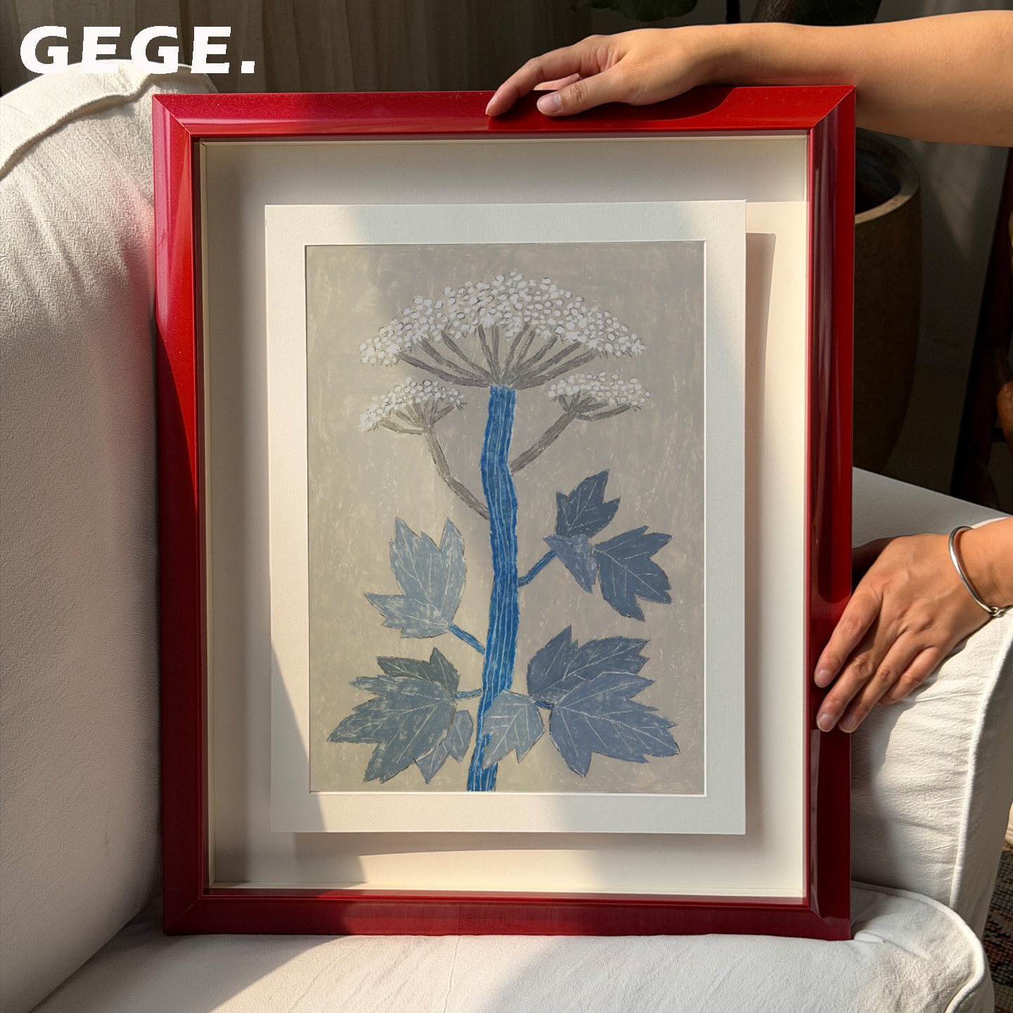 叠器蓝枝】GeGe挂画复古玄关高级感北欧卧室书房现代中古风客厅画