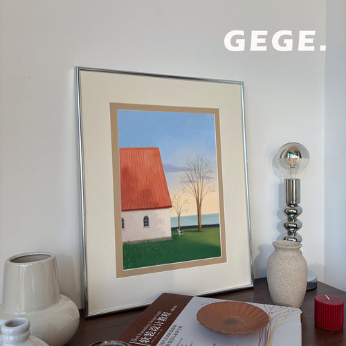 海畔松影】GeGe卧室高级感餐厅挂画书房北欧复古玄关中古风客厅画