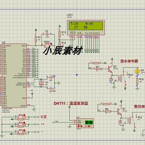 STM32F103+DHT11+LCD1602 温湿度系统proteus仿真源文件+参考文档