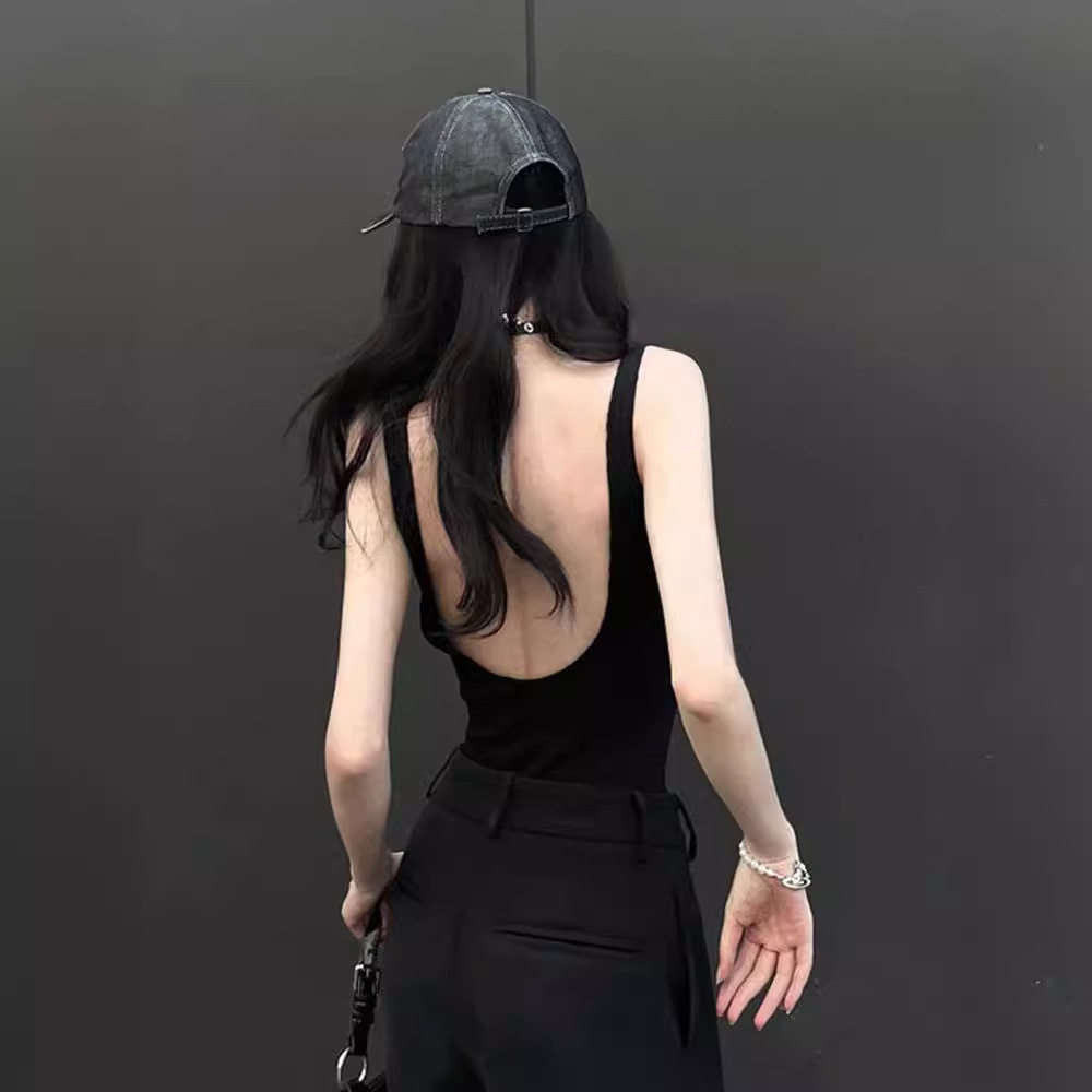 美式露背吊带小背心女夏外穿u型美背文胸一体内搭打底带胸垫上衣