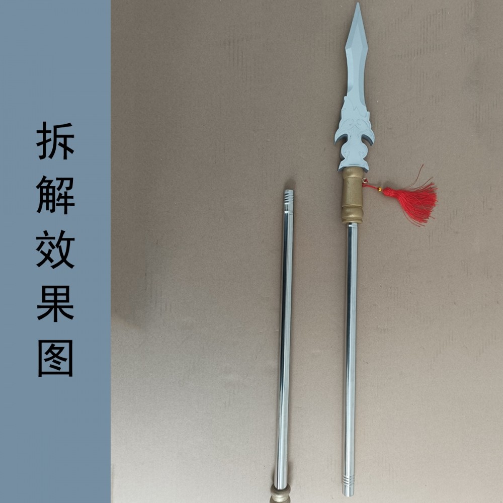 三国器赵龙胆亮枪影视拍摄器童玩兵子银木质舞台道具赵云枪儿具木