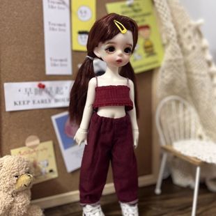 六分bjd娃衣 灯芯绒长裤卷边哈绒裤子 30cm娃娃用品 白菜团购