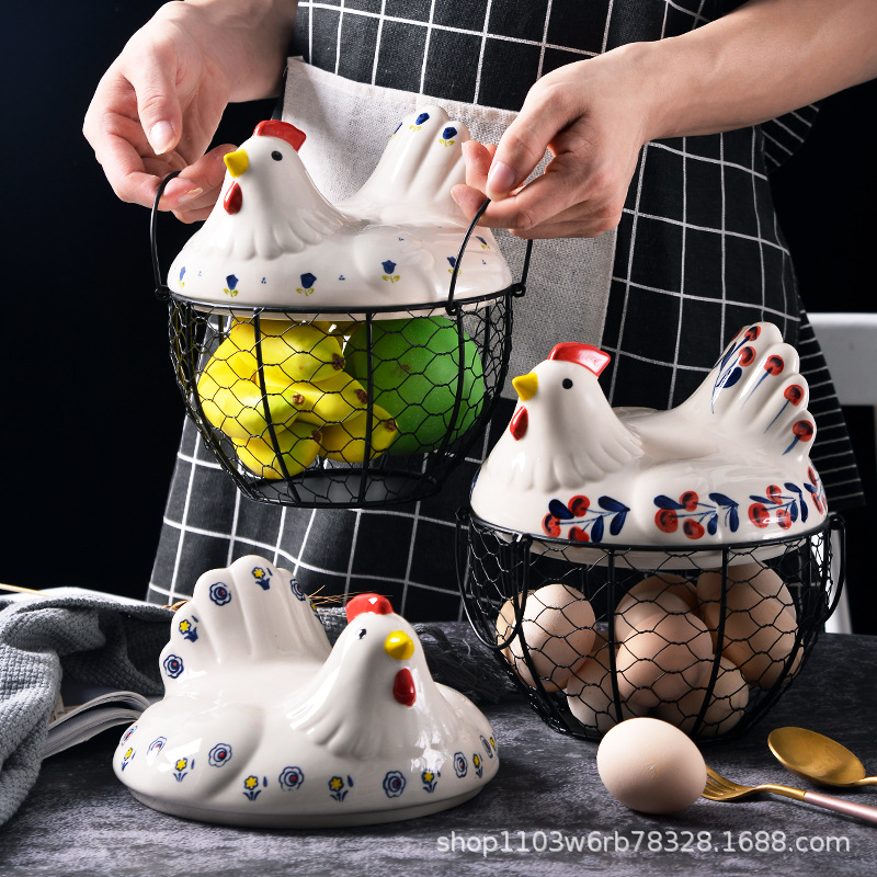 家用陶瓷厨房收纳筐鸡蛋