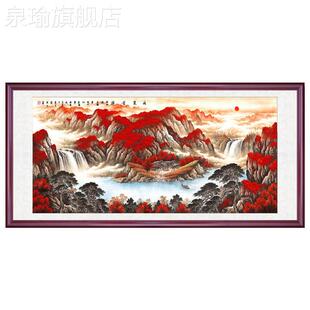 网红运当头国画鸿山水画客厅饰挂画靠山聚宝盆办公室沙发背装景墙