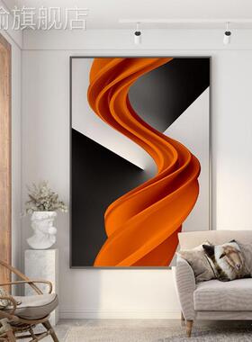 网红简约现代入户关装饰画橙色挂抽象玄艺术壁画轻奢客厅沙发墙竖