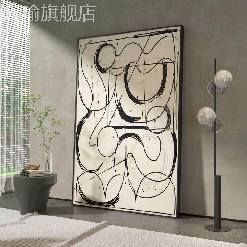 网红客厅装饰画抽人象奢艺术白涂鸦黑线条物背景墙玄壁画现代轻挂