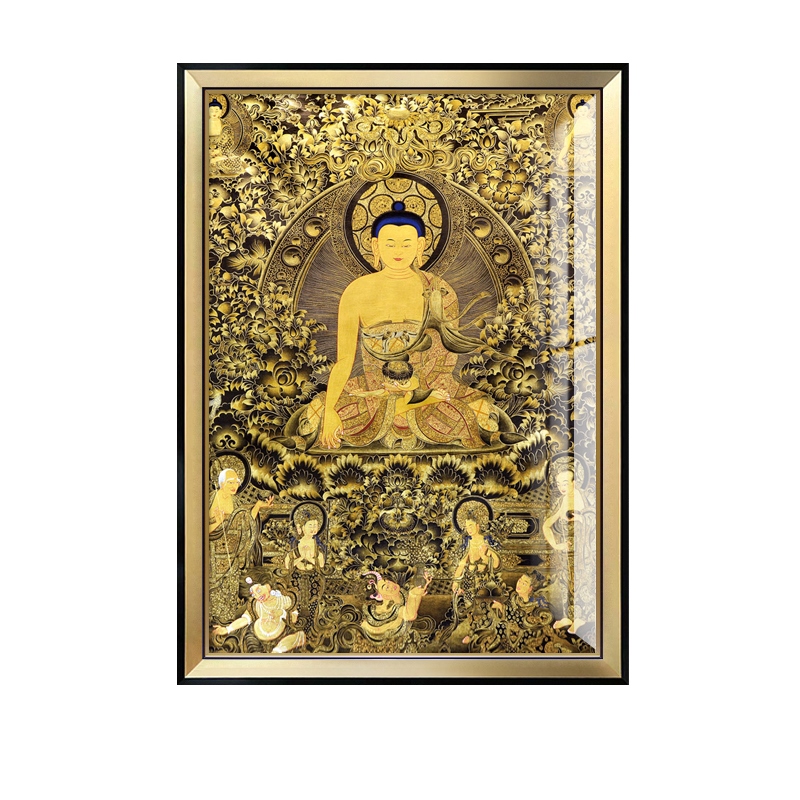 唐卡佛像挂画大日如来玄关中堂装饰画释迦牟尼佛菩萨画像客厅网红