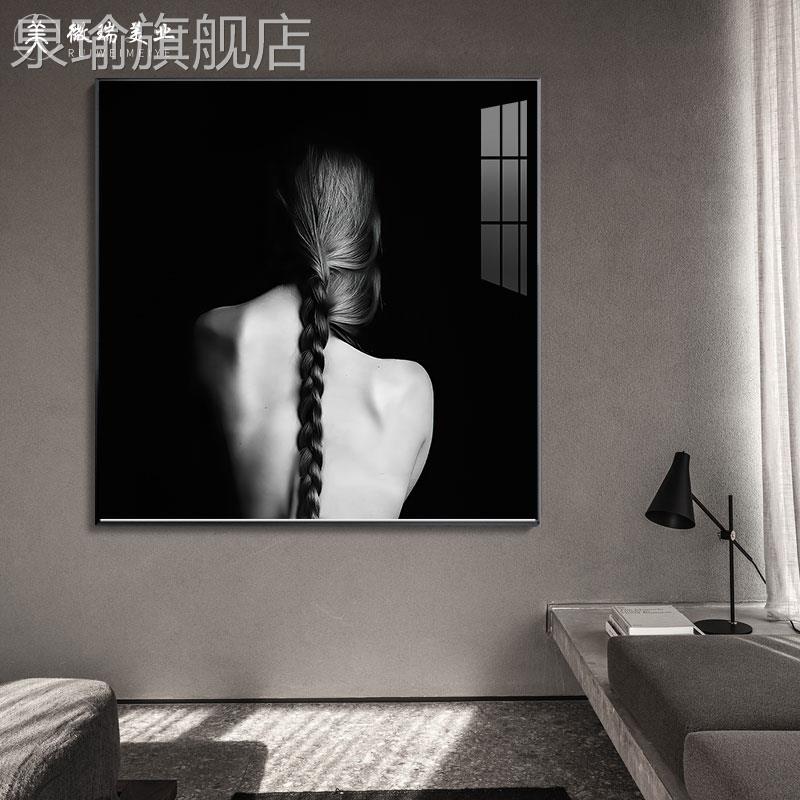 网红黑白物装饰画画埃艳后现代及晶瓷商性场个艺术人挂画玄关卧室图片