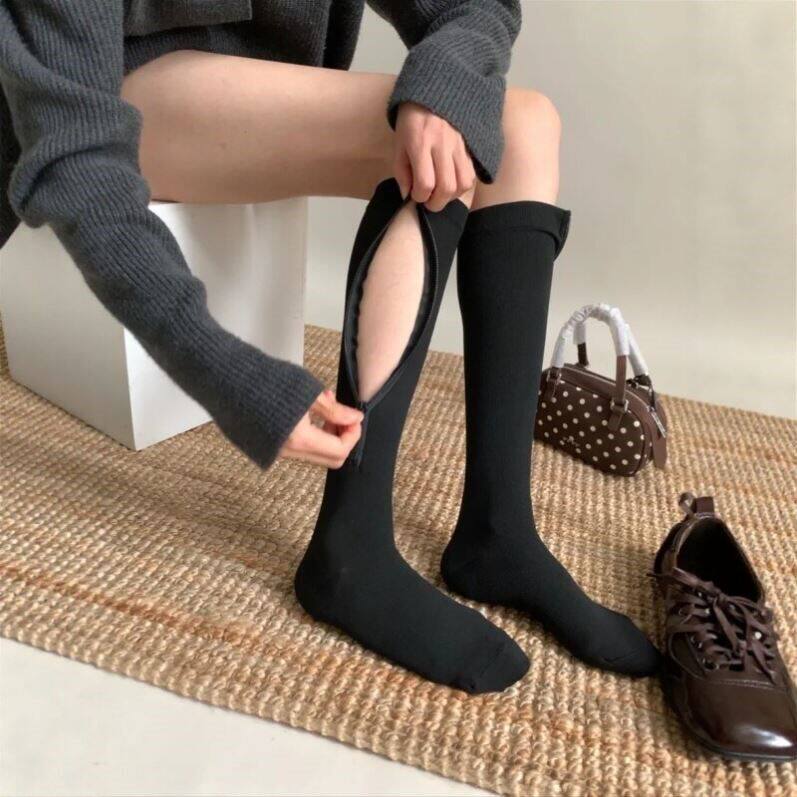 你怎么这么显瘦?!超适合运动的专业塑形压力袜!微压拉链小腿袜
