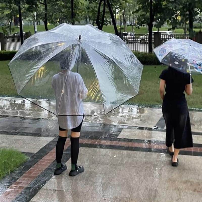 超大巨型透明雨伞特大号长柄折叠加厚防风加固大暴雨高尔夫伞PVC