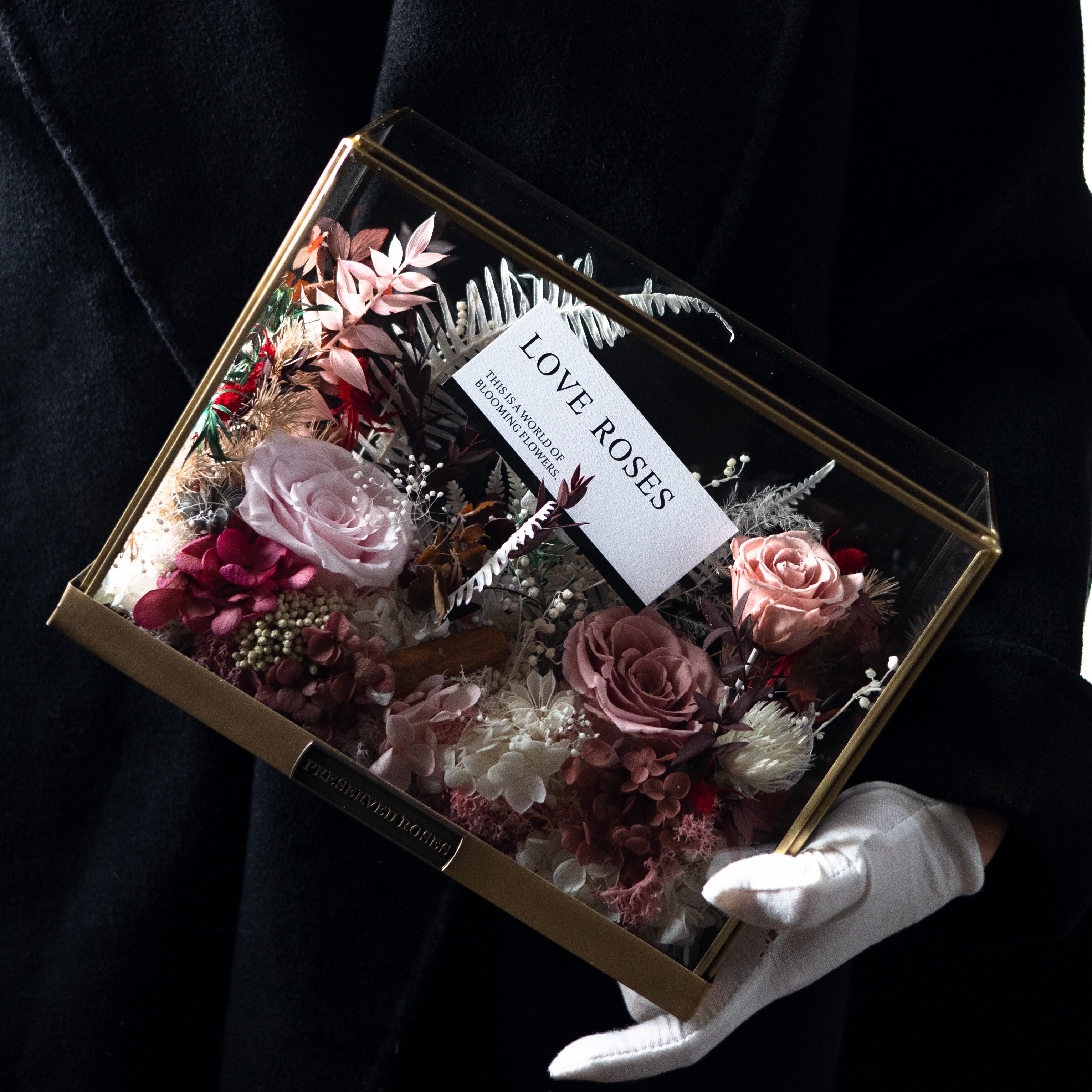 永生花玫瑰高级微景观干花束玻璃罩教师节礼物生日礼盒送老师女友