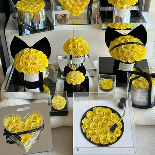 三八女神节送女友玫瑰的故事黄玫瑰永生花礼盒纪念求婚闺蜜生日礼