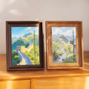 万里长城靠山图办公室桌面摆件装饰画风景画春夏秋冬四季卧室摆台