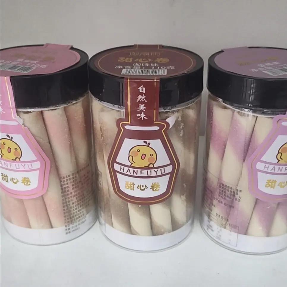 甜心卷草莓蓝莓哈密瓜味蛋卷酥110g烘焙店儿童桶装零食