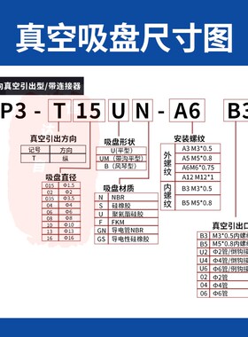 SMC真空吸盘ZP3-04UMN/ZP3-T04 06 08 10 13 16UMN/UMGS-A5-B5