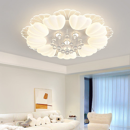 客厅主灯2026新款大厅吸顶奶油风现代全光谱护眼水晶中山灯具全屋