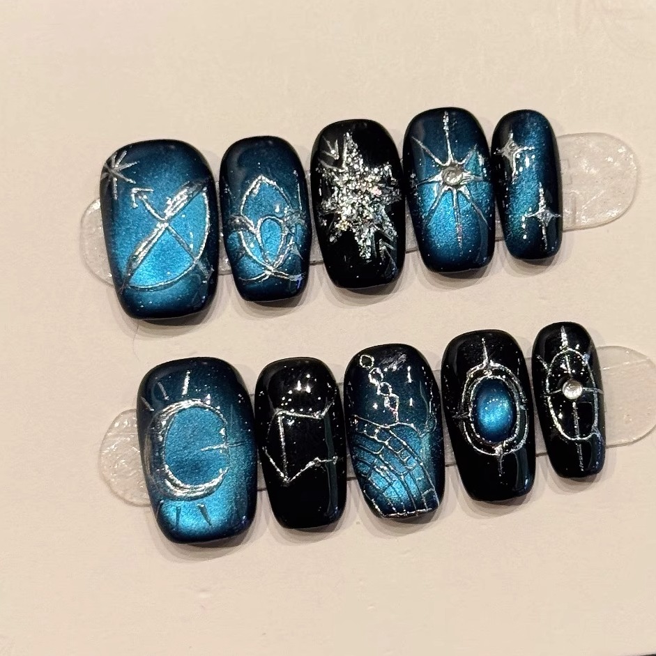 暗黑系恶魔之眼纯手工美甲贴片