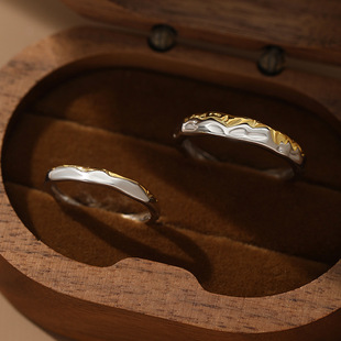 S999纯银戒指原创纹理褶皱情侣对戒搭配爆款气质设计感情侣戒指