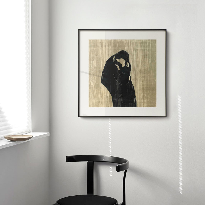 速发蒙克-吻复众抽象装饰古画客餐厅书房卧室床头小版艺术挂画