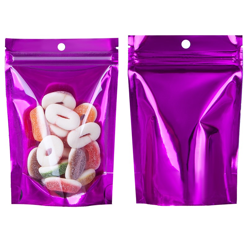 速发紫色铝箔阴自封自立袋镀铝半透明挂孔密封袋包装袋