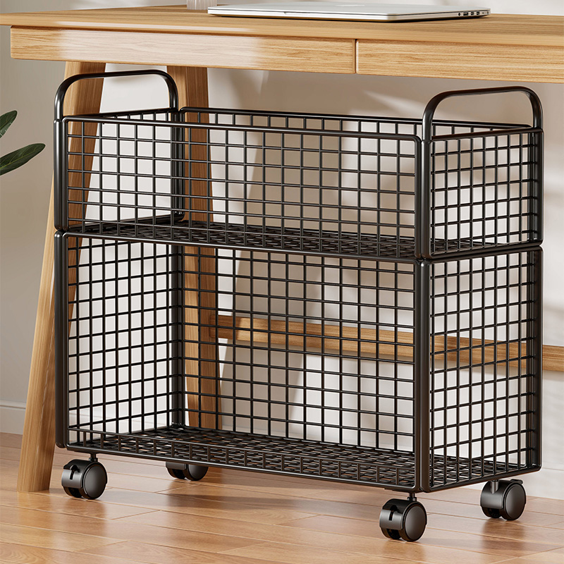 速发书架桌纳置物下书桌旁可移动带轮小推车落地办公桌边收架书柜