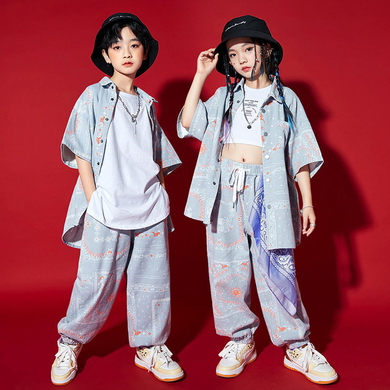 速发童装儿童街舞潮服男童演哈hiphop架子鼓嘻出服童模特走秀夏