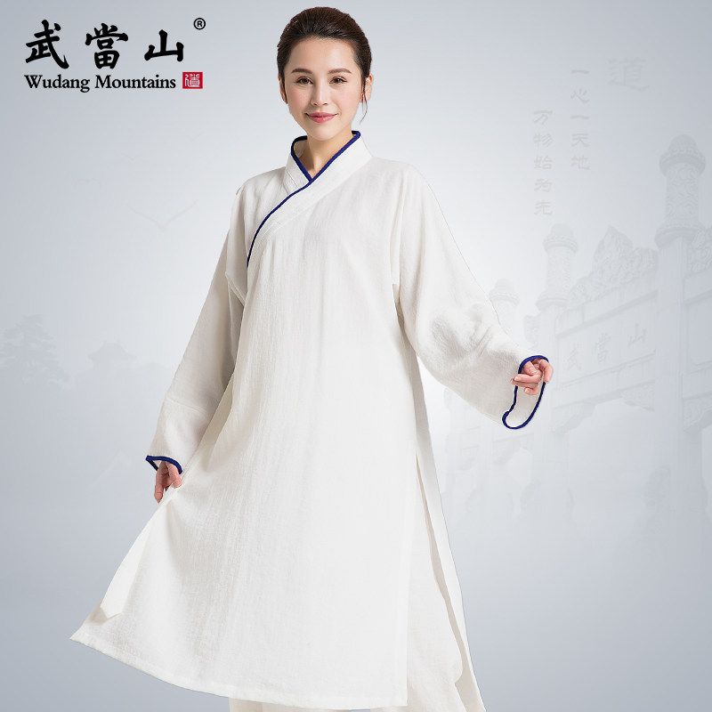 速发武当服服饰长款斜襟太极服男新款飘逸太极服练功服汉良改山套