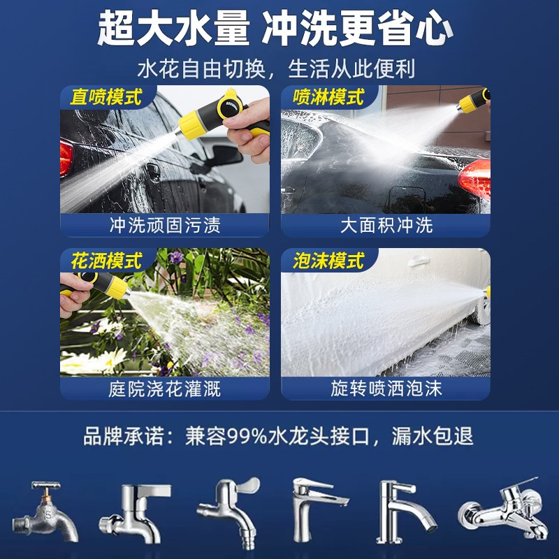 速发高压水枪喷头洗车家用冲洗增压接院子台浇花水管软管