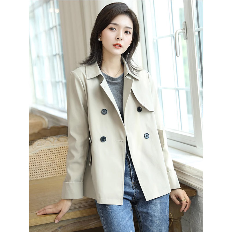 速发米色工装短2风衣外套20版年春秋新款小个子克搭休闲夹百衫上