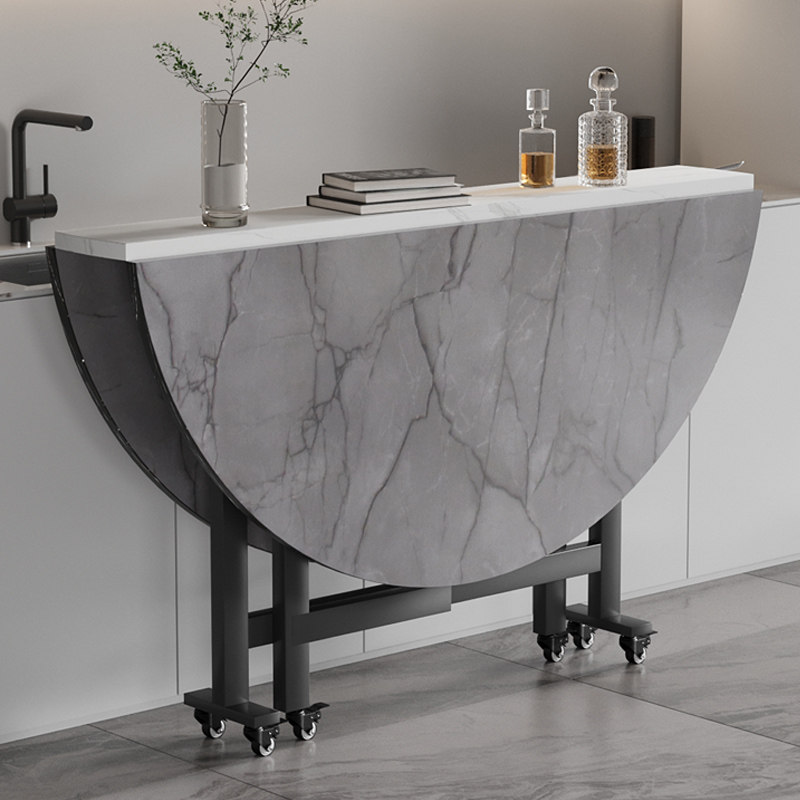 速发圆桌餐桌新大理石桌面家用饭桌可折形创意桌子仿中式酒店圆叠