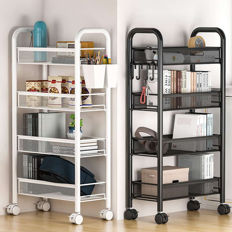速发书架落地置物子小推多车层收纳架移动简易宿舍收纳柜儿童架架