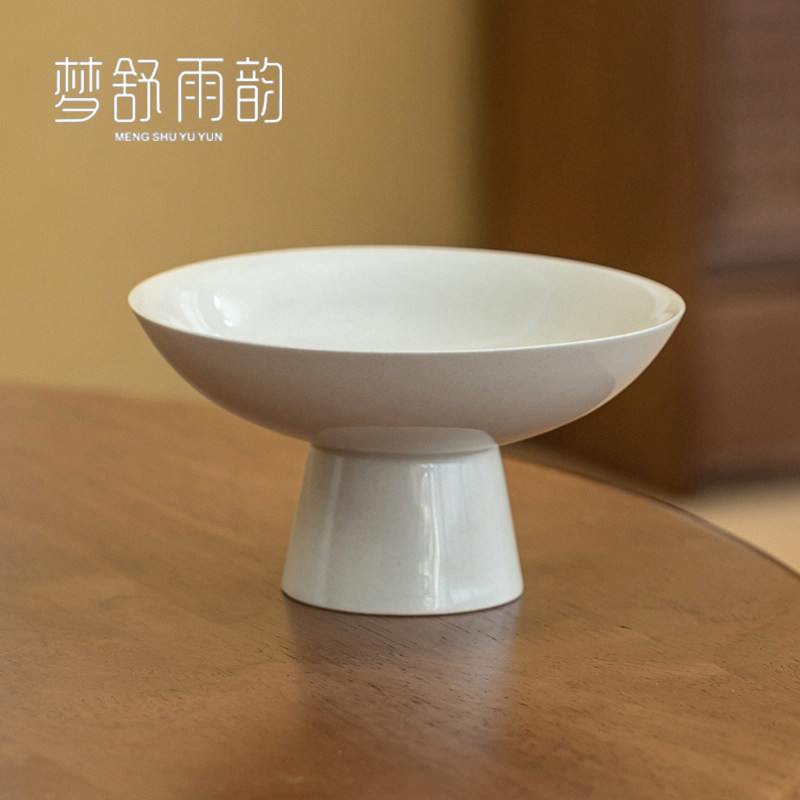 速发草盘灰陶瓷高脚盘茶点盘木果水点心盘中式复古糕点甜品寿司点