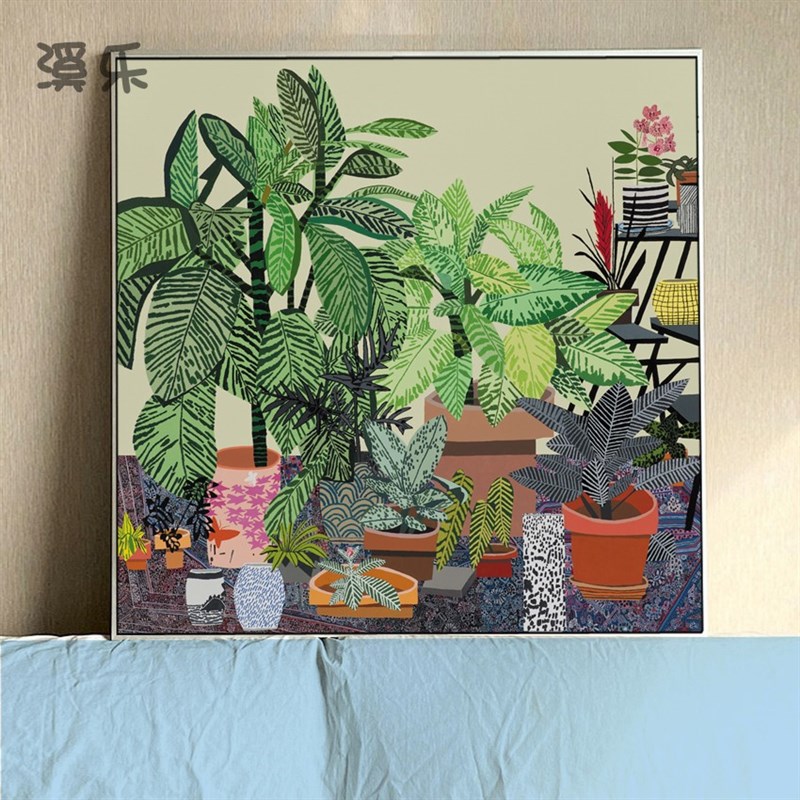 速发清新关植小众房画美式田园风格装饰画办公室儿童挂玄绿客厅画
