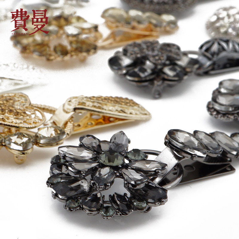 速发貂皮大衣皮草扣子搭扣挂钩钻扣装饰女装裘皮纽扣A钻鸭嘴扣对