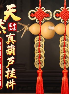 现货速发五钱门对门真葫芦挂件开口胡芦品黄桐铜钱入户门中国吉祥
