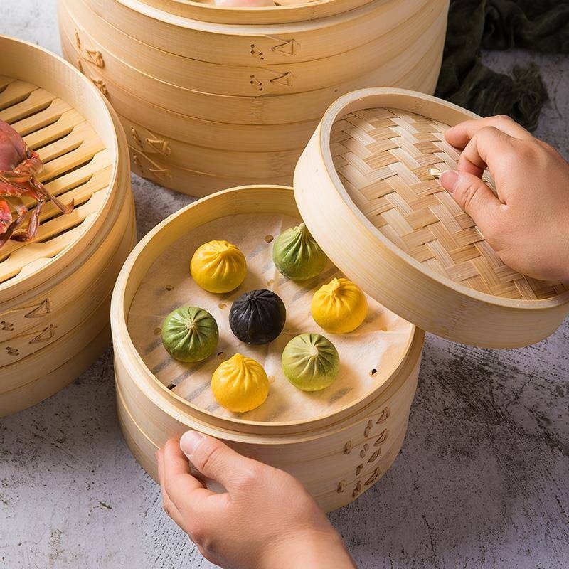 速发竹之森 家用竹商笼纯手工包织蒸用竹制蒸屉小笼包馒头编子蒸